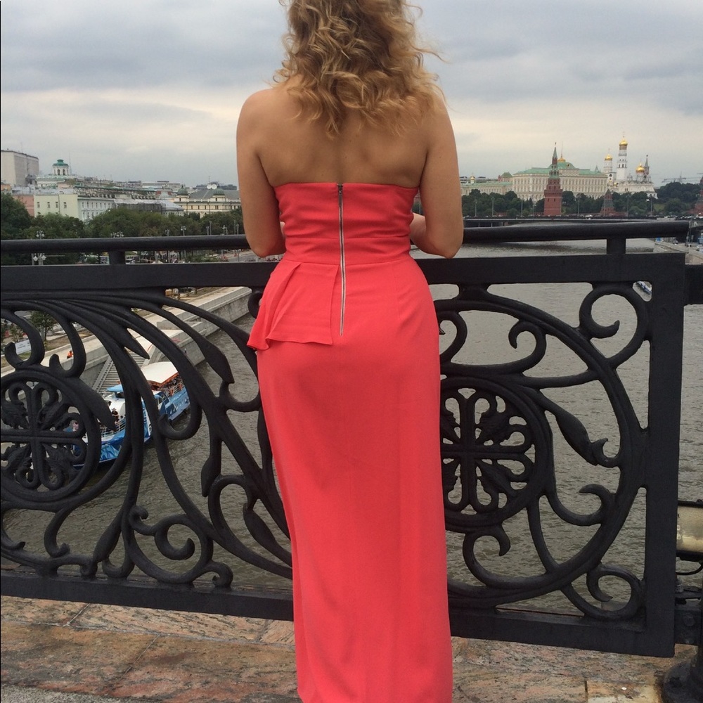 Stylish, sexy, Italian designer maxi cocktail party coral dress